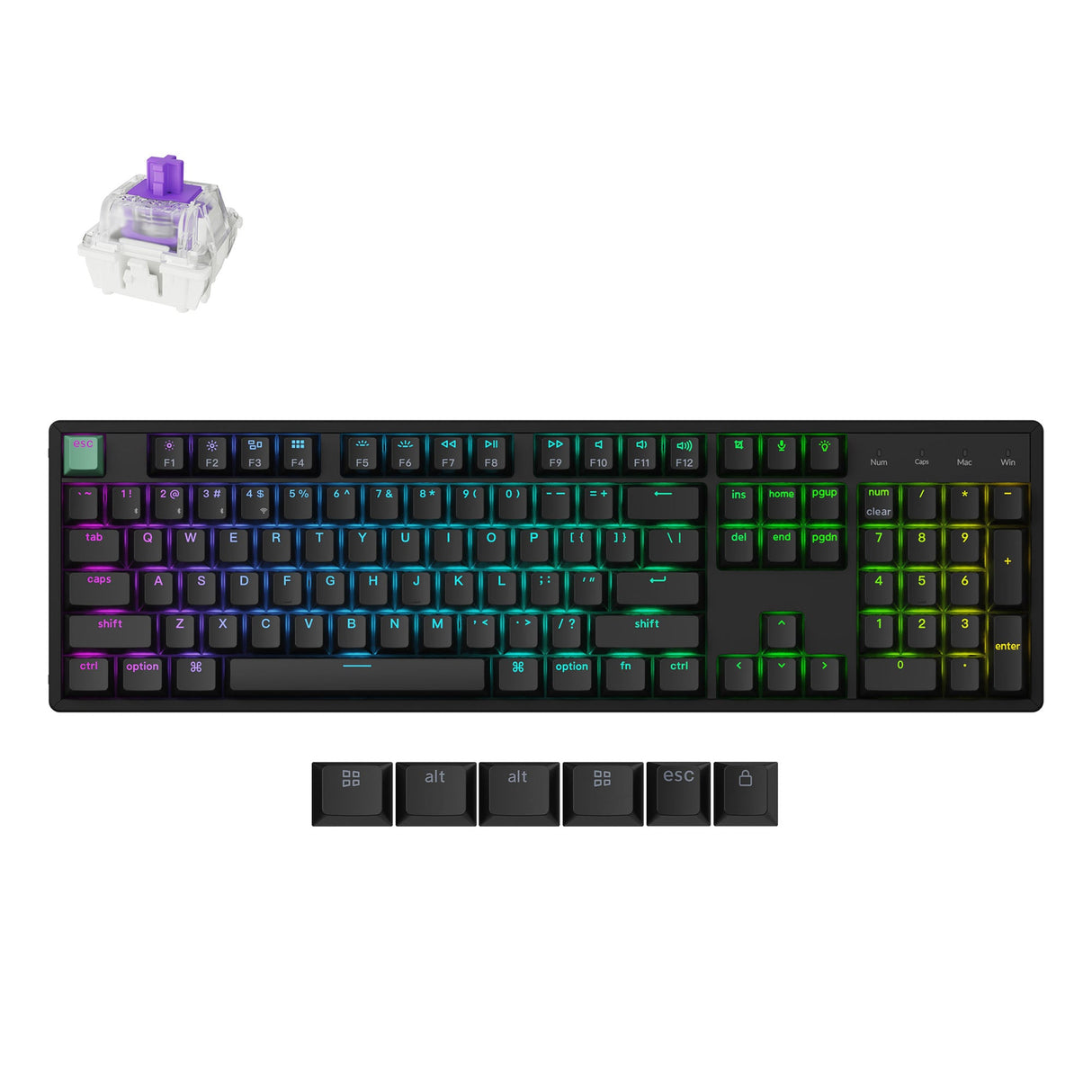 Keychron K10 HE Full Size Layout Wireless Magnetic Switch Custom Keyboard Standard Version Black RGB Backlight Double-Shot PBT Keycaps