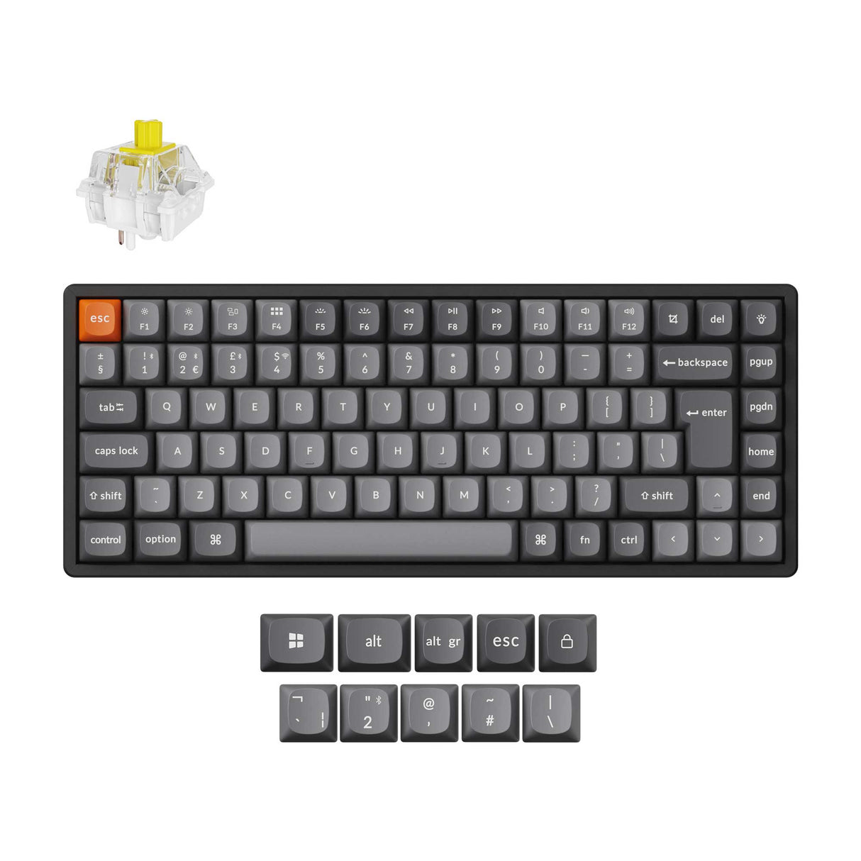 Keychron K2 Max QMK Wireless Custom Mechanical Keyboard 75% Layout Fully Assembled for Mac Windows Linux Keychron Super Banana ISO UK Layout