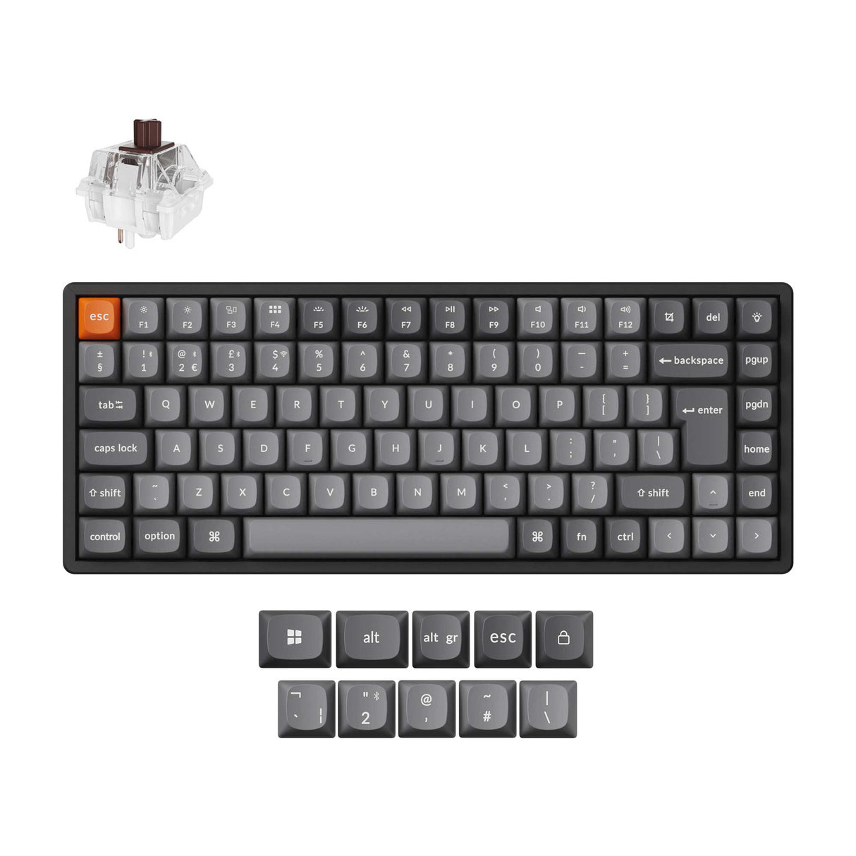 Keychron K2 Max QMK Wireless Custom Mechanical Keyboard 75% Layout Fully Assembled for Mac Windows Linux Keychron Super Brown ISO UK Layout