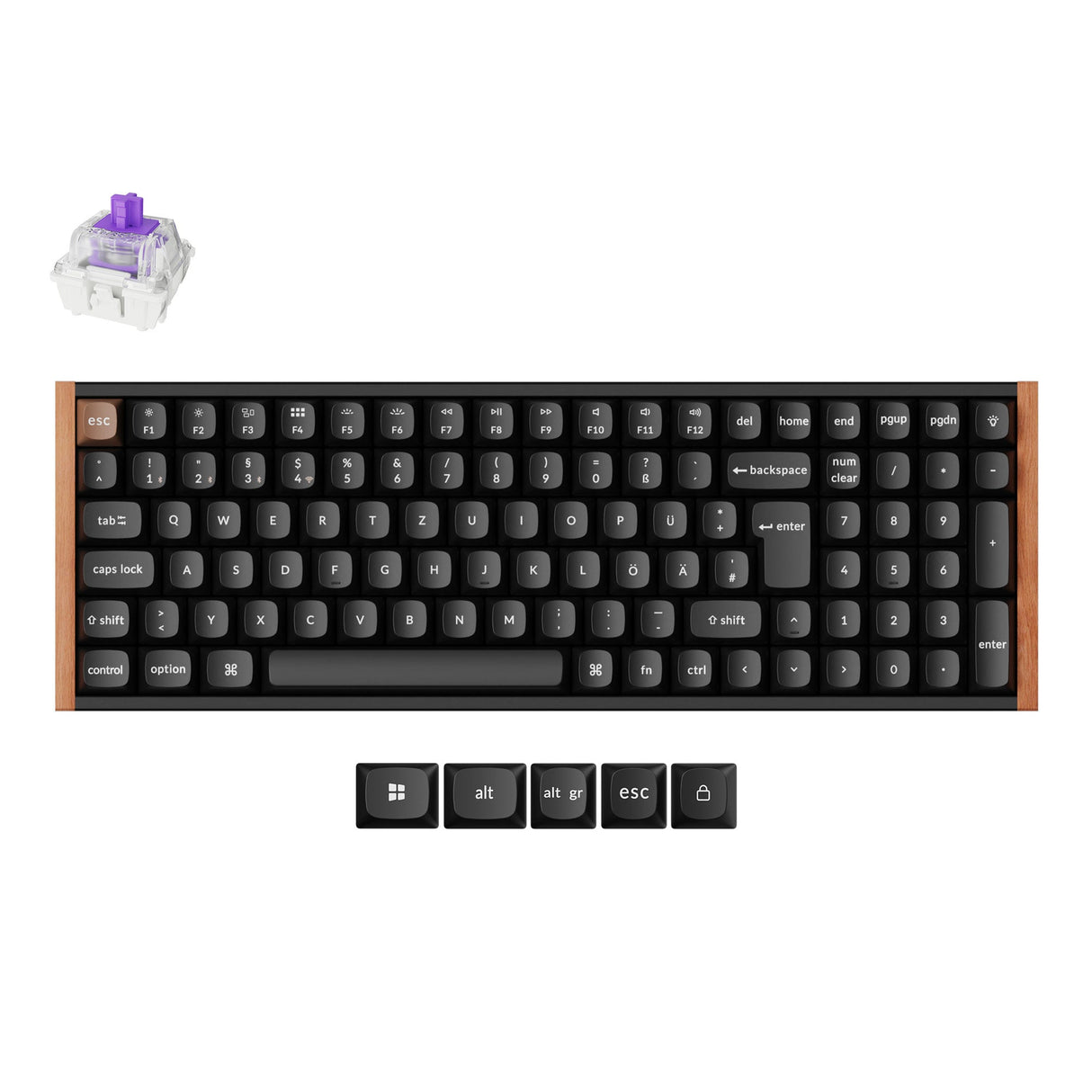 Keychron K4 HE 96 Percent Layout Wireless Magnetic Switch Custom Keyboard Special Edition Wooden Black RGB Backlight Double-Shot PBT Keycaps ISO-DE