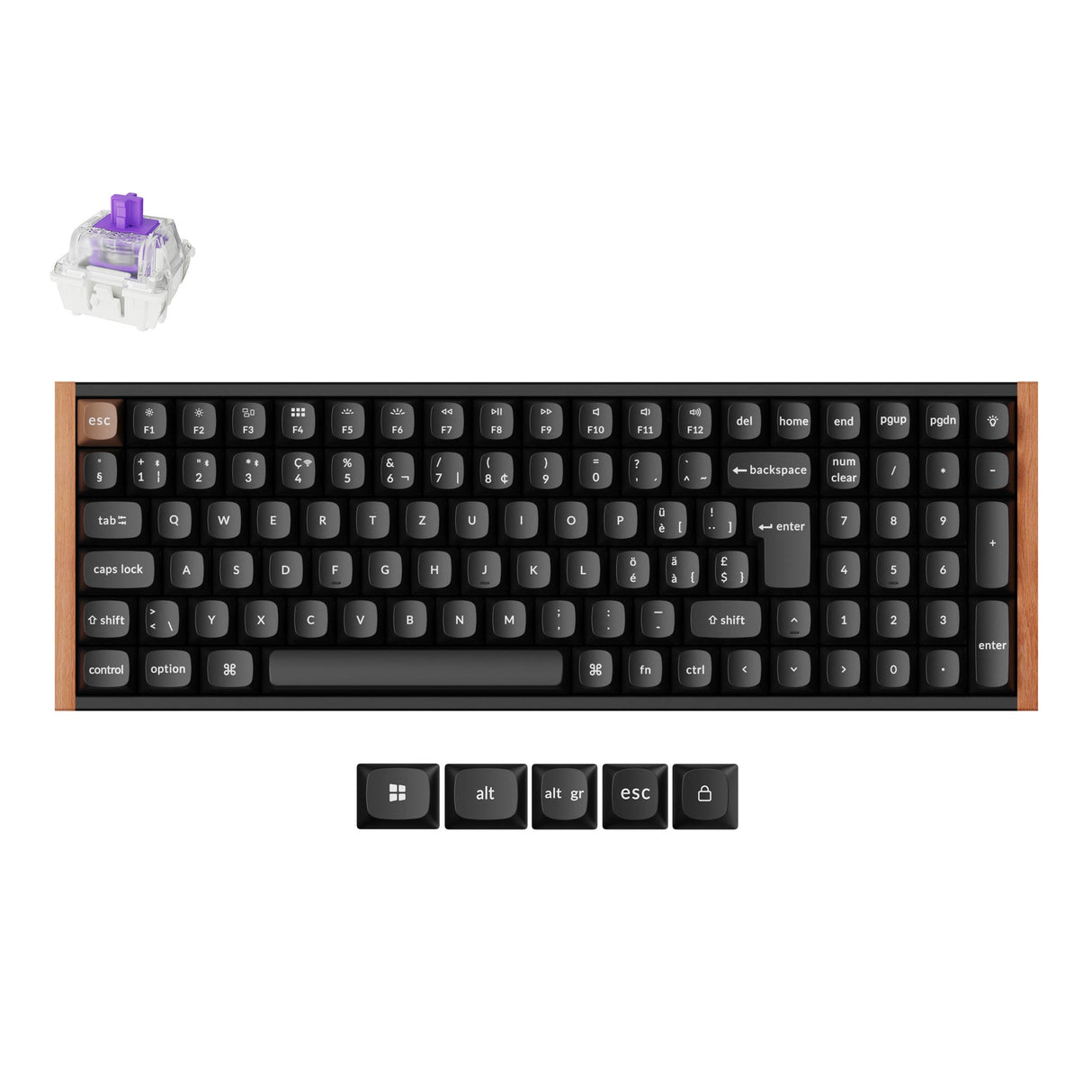 Keychron K4 HE 96 Percent Layout Wireless Magnetic Switch Custom Keyboard Special Edition Wooden Black RGB Backlight Double-Shot PBT Keycaps ISO-Swiss