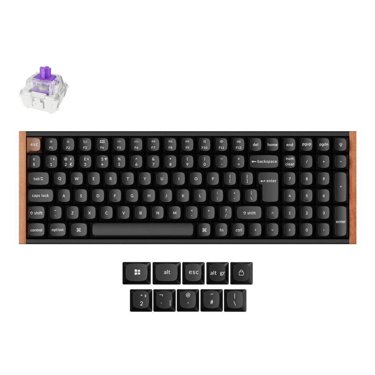 Keychron K4 HE 96 Percent Layout Wireless Magnetic Switch Custom Keyboard Special Edition Wooden Black RGB Backlight Double-Shot PBT Keycaps ISO-UK