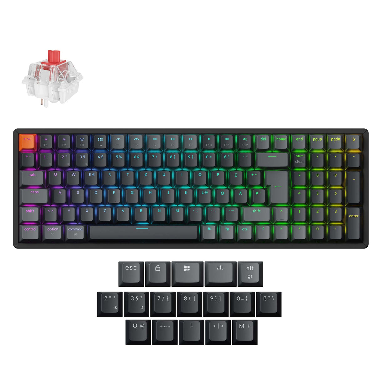 Keychron K4 QMK Wireless Mechanical Keyboard ISO-DE Aluminum Red Switch