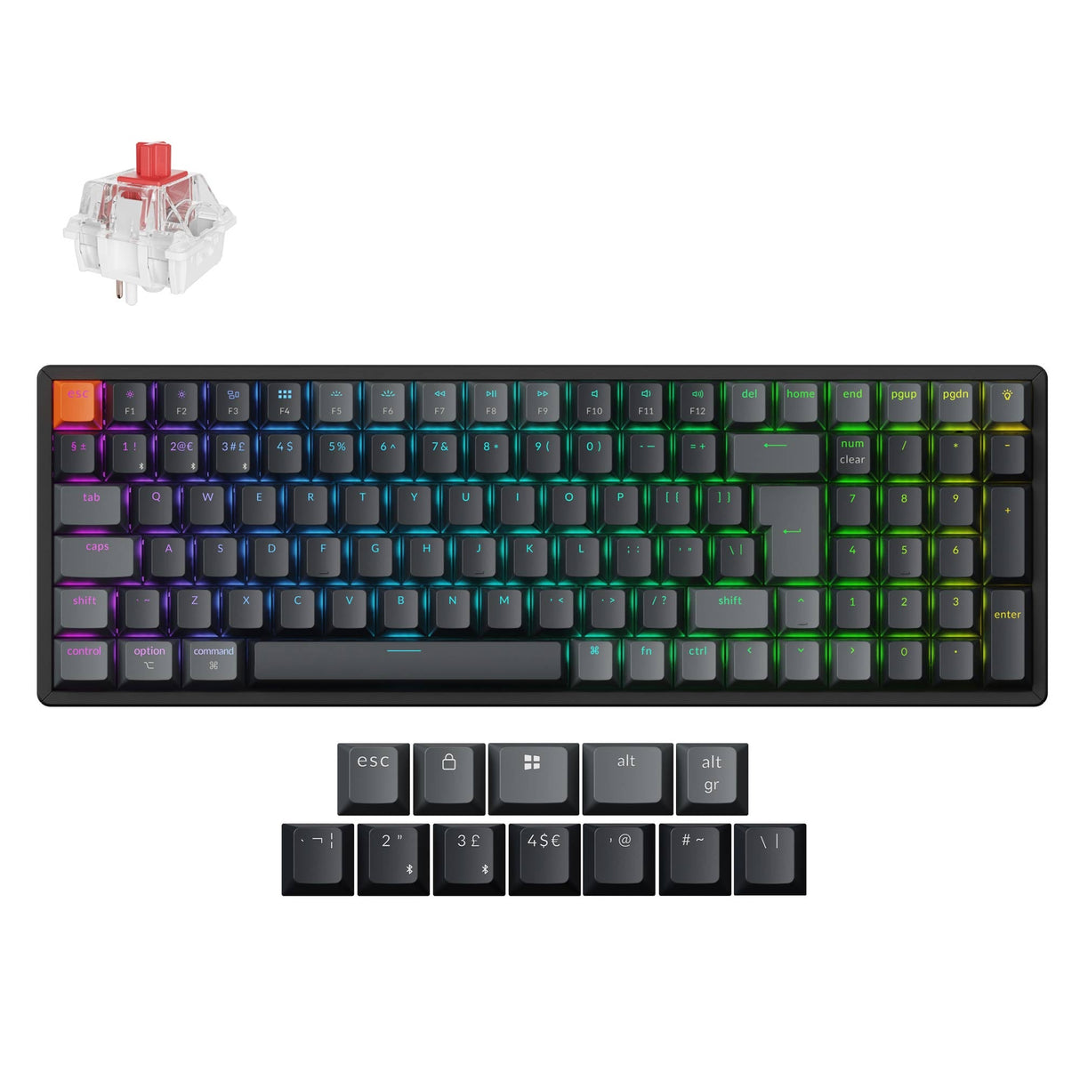 Keychron K4 QMK Wireless Mechanical Keyboard ISO-UK Aluminum Red Switch
