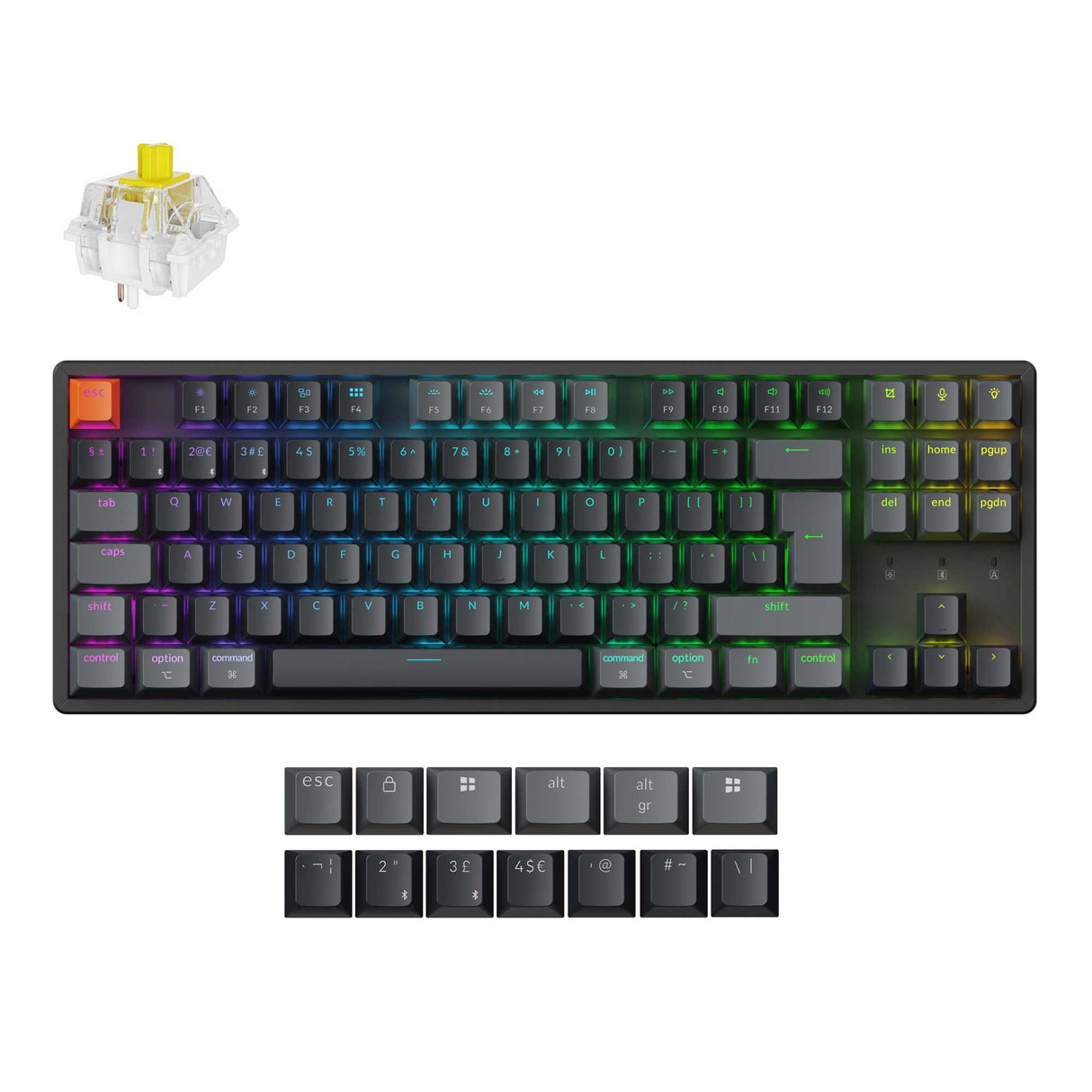 Keychron K8 QMK Wireless Mechanical Keyboard Version 2 Keychron Super Banana Switch UK Layout