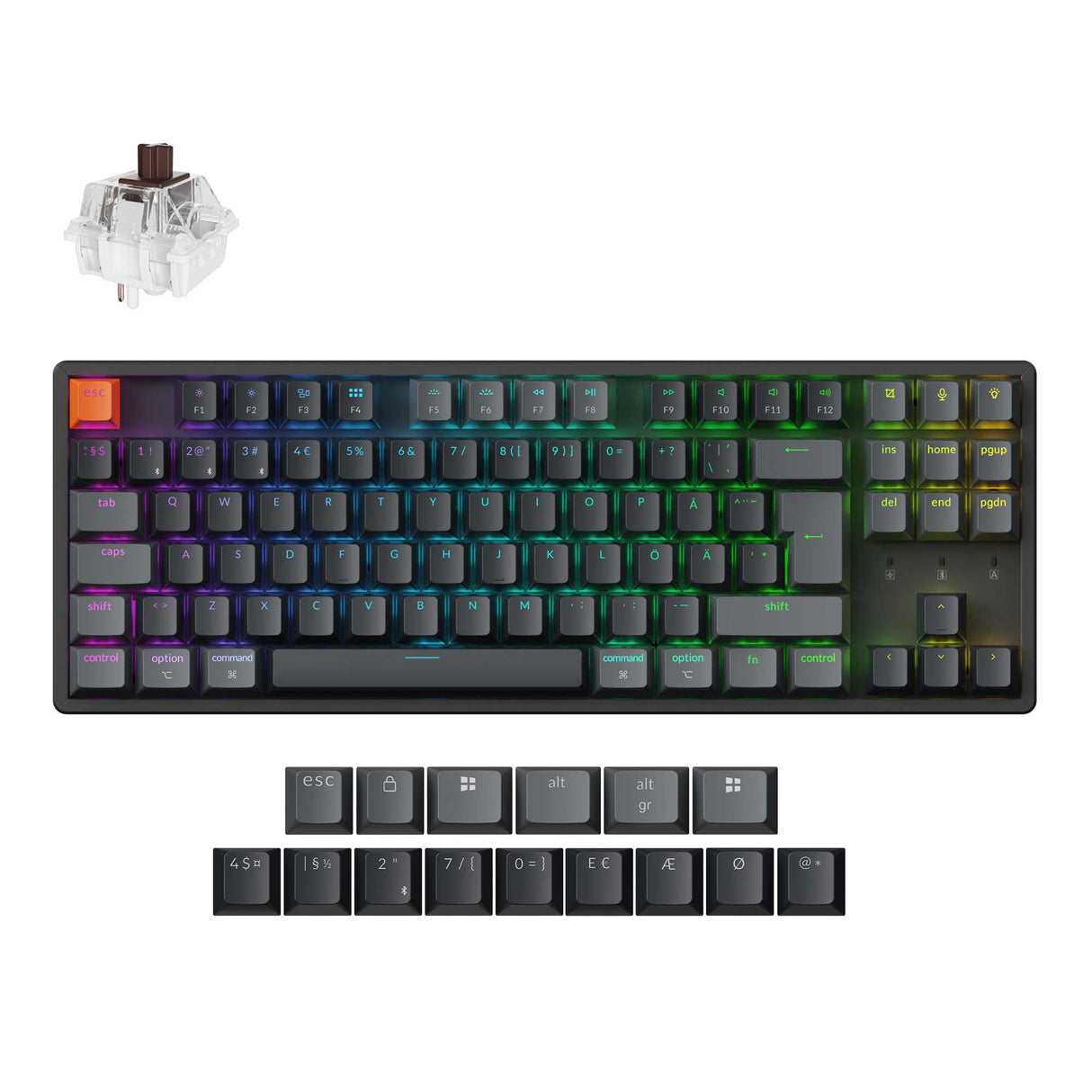 Keychron K8 QMK Wireless Mechanical Keyboard Version 2 Keychron Super Brown Switch Nordic Layout