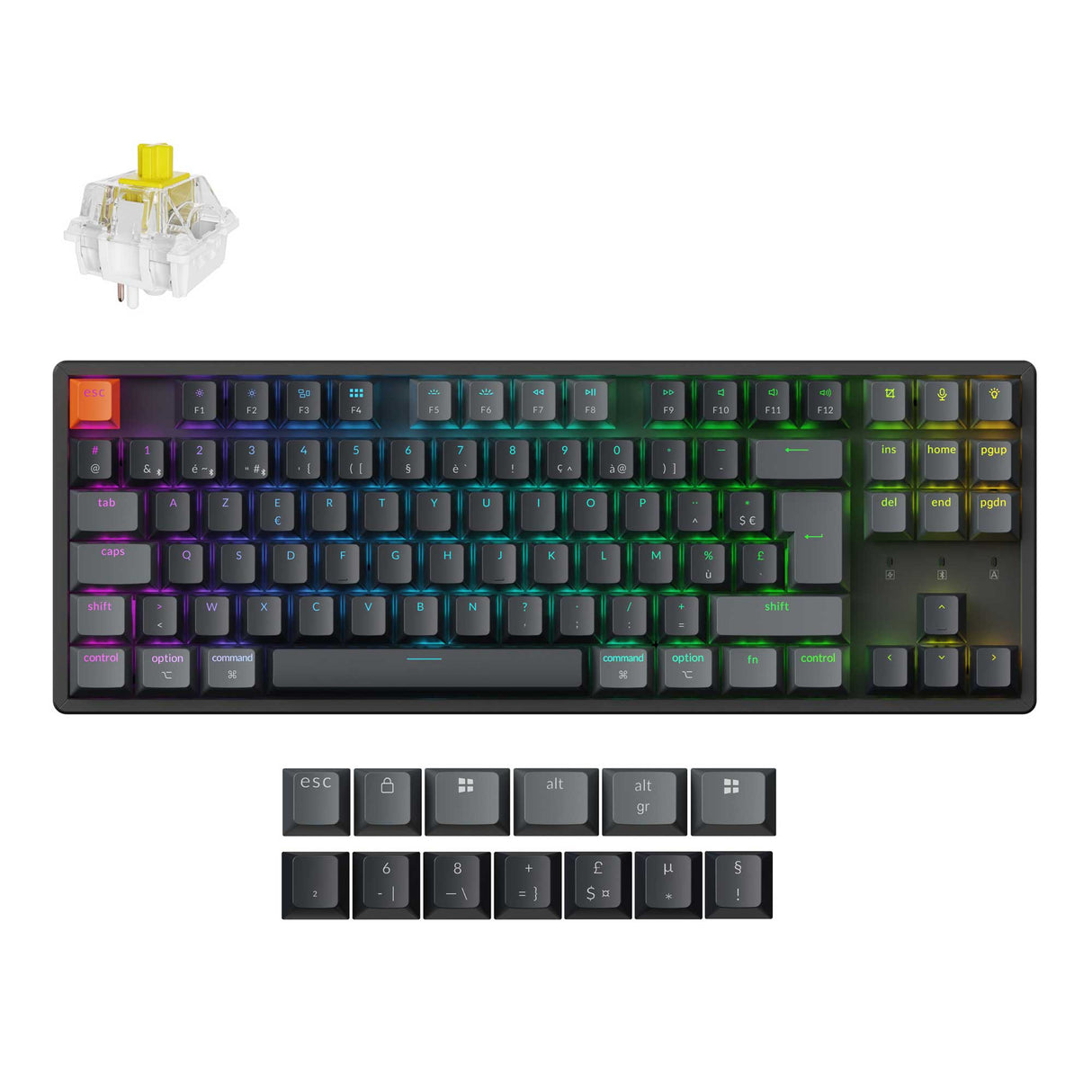 Keychron K8 QMK Wireless Mechanical Keyboard Version 2 Keychron Super Banana Switch FR Layout