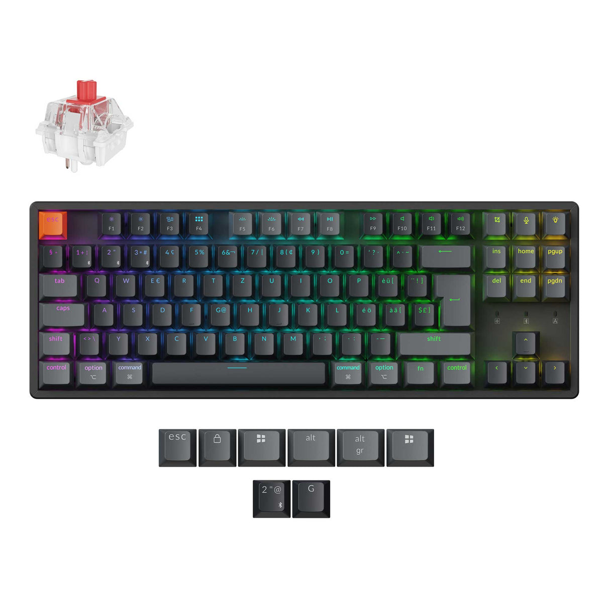 Keychron K8 QMK Wireless Mechanical Keyboard Version 2 Keychron Super Red Switch Swiss Layout