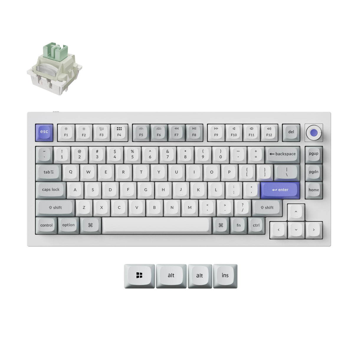 Keychron Q1 HE 8K Swappable RGB Backlight Magnetic Switch Keyboard Knob Version - White