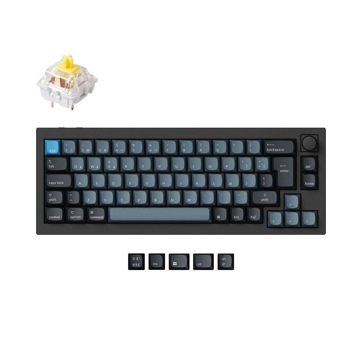 Keychron Q2 Pro QMK/VIA wireless custom mechanical keyboard 65 percent layout aluminum black for Mac WIndows Linux RGB backlight hot-swappable K Pro switch banana ISO Spanish layout