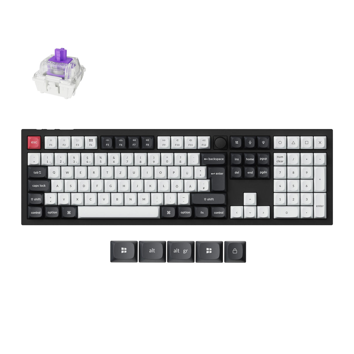 Keychron Q6 HE QMK Wireless Custom Magnetic Switch Keyboard 100% Layout Fully Assembled for Mac Windows Linux Gateron Nebula Switch ISO DE Layout