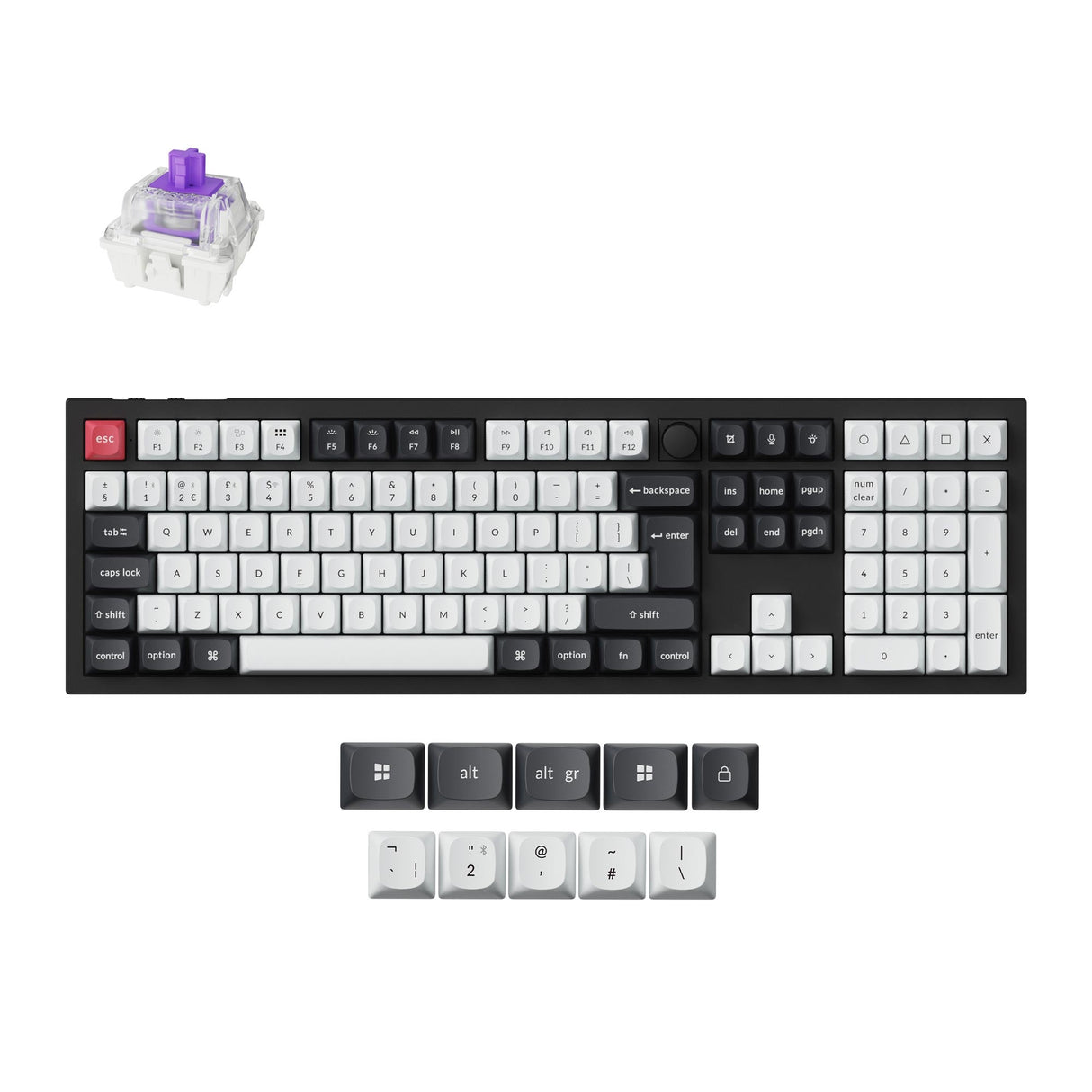 Keychron Q6 HE QMK Wireless Custom Magnetic Switch Keyboard 100% Layout Fully Assembled for Mac Windows Linux Gateron Nebula Switch ISO UK Layout