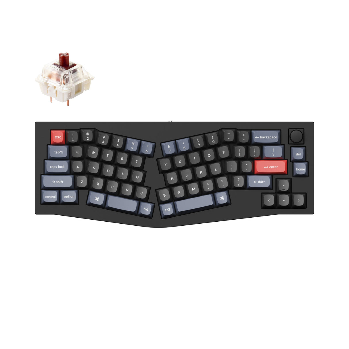 Keychron Q8 QMK/VIA custom mechanical keyboard Alice layout knob version full aluminum black frame for Mac Windows Linux fully assembled B Gateron G Pro switch brown