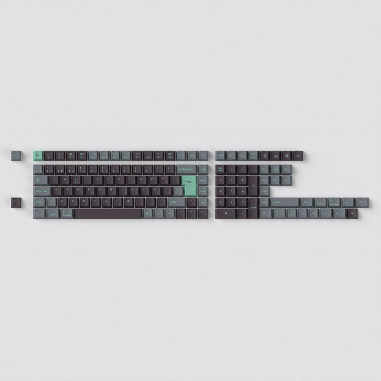 Cherry Dye-Sub PBT Full Set Keycap Set - Hacker Mint - ES-ISO