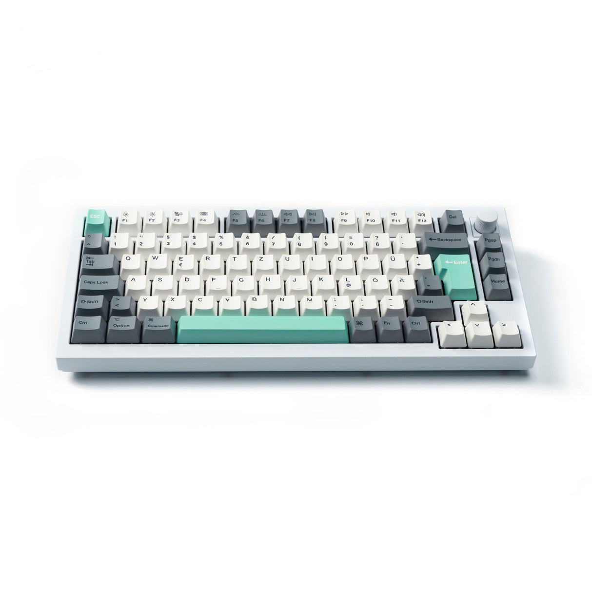 ISO OEM Dye-Sub PBT Full Set Keycap Set - Gray White Mint ISO DE