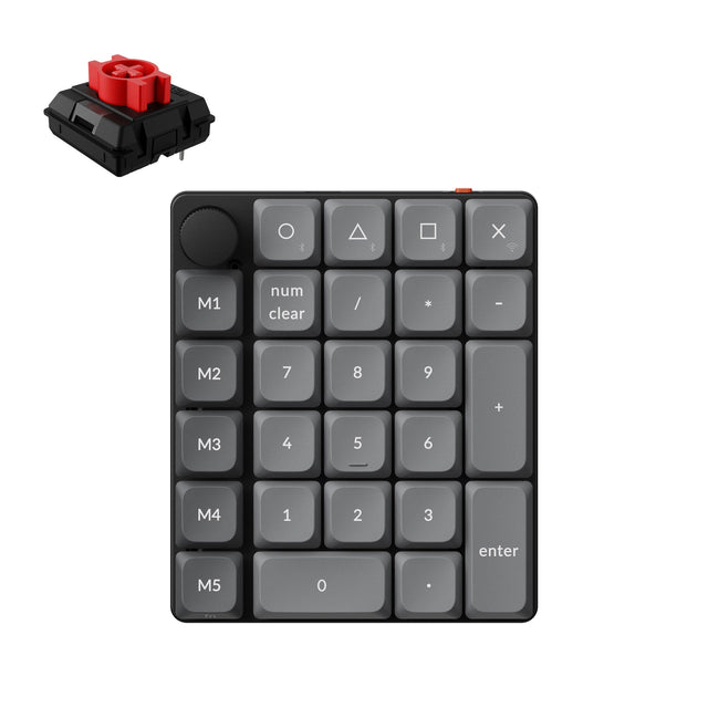 Keychron K0 Max QMK custom number pad fully assembled knob black frame for Mac Windows Linus RGB backlight with hot-swappable Keychron Milk POM switch red