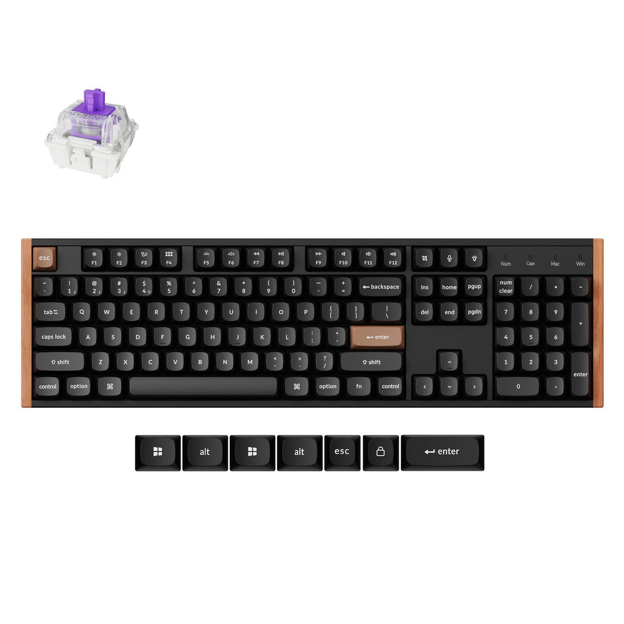 Keychron K10 HE Full Size Layout Wireless Magnetic Switch Custom Keyboard Special Edition Wooden Black RGB Backlight Double-Shot PBT Keycaps