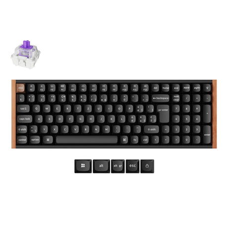 Keychron K4 HE 96 Percent Layout Wireless Magnetic Switch Custom Keyboard Special Edition Wooden Black RGB Backlight Double-Shot PBT Keycaps ISO-Swiss