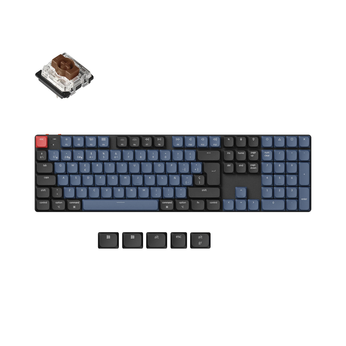 Keychron K5 Pro QMK/VIA ultra-slim custom mechanical keyboard full size layout for Mac Windows Linux low-profile Gateron brown ISO Spanish layout