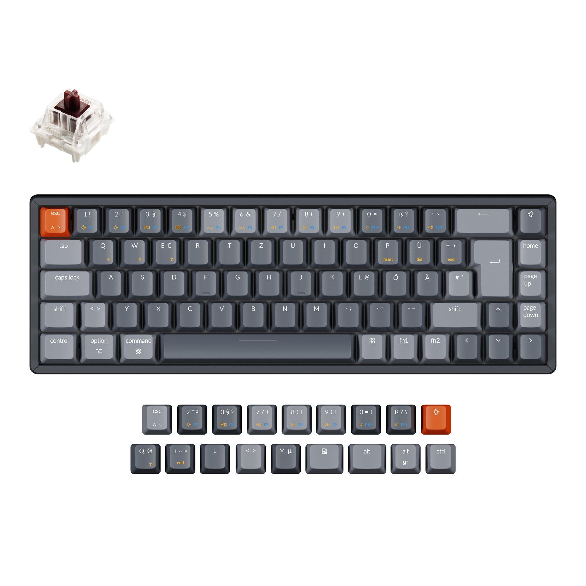 Keychron K6 Wireless Mechanical Keyboard (German ISO-DE Layout