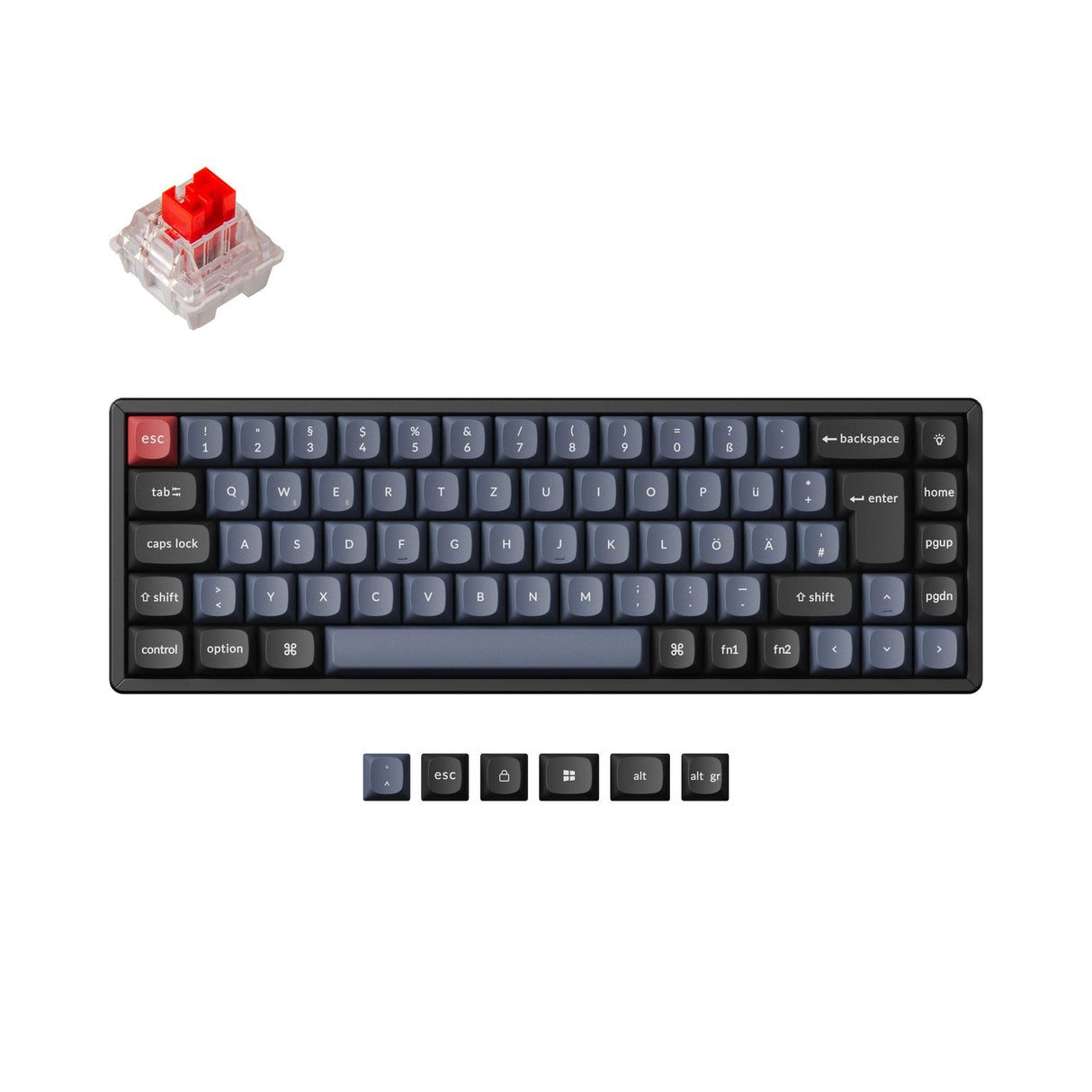 Keychron K6 Pro QMK VIA custom mechanical keyboard 65 percent layout PBT Keycaps hot-swappable Keychron K Pro switch red ISO German layout