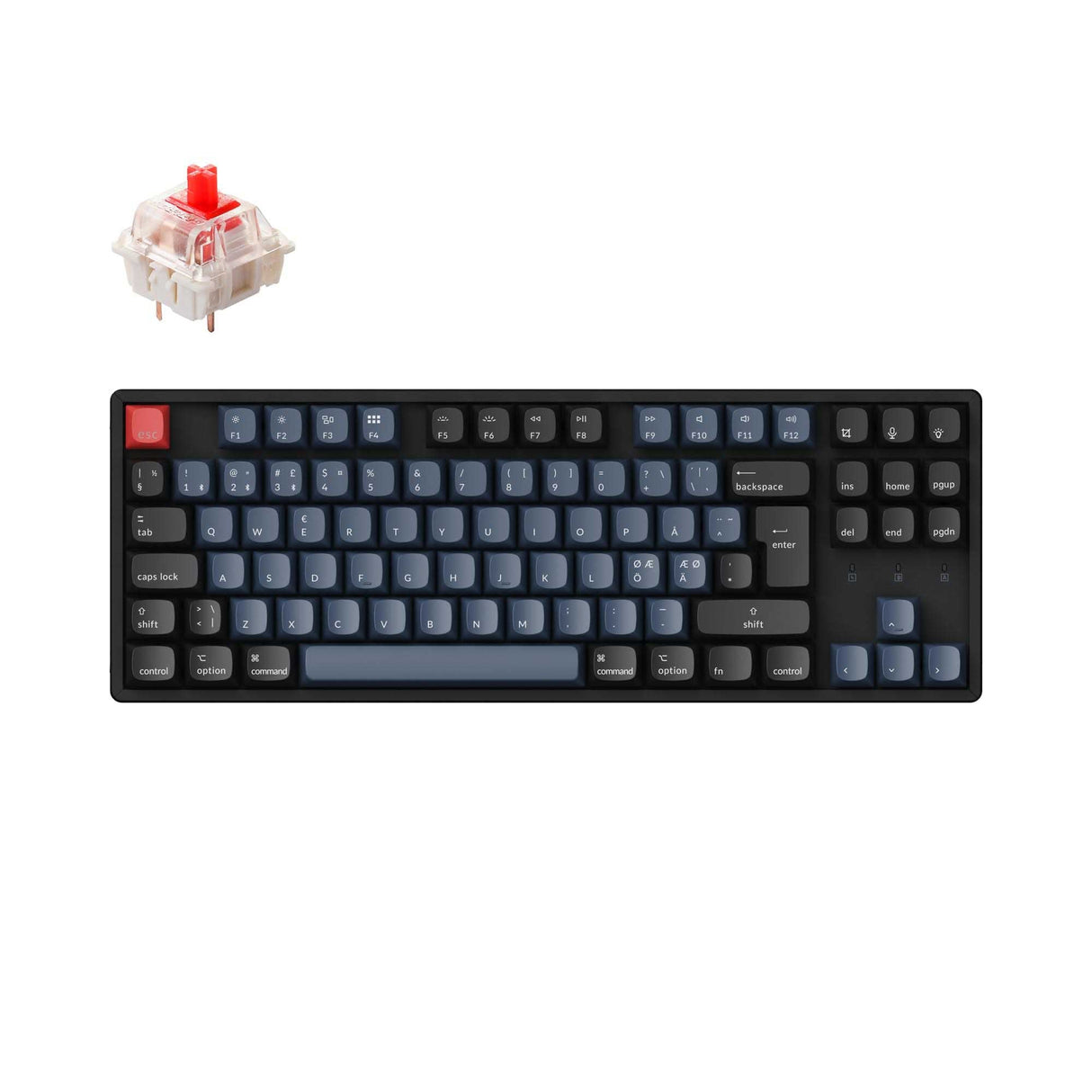 Keychron K8 Pro QMK/VIA Wireless Mechanical Keyboard Nordic ISO Layout for Mac Windows Gateron G Pro mechanical red switch