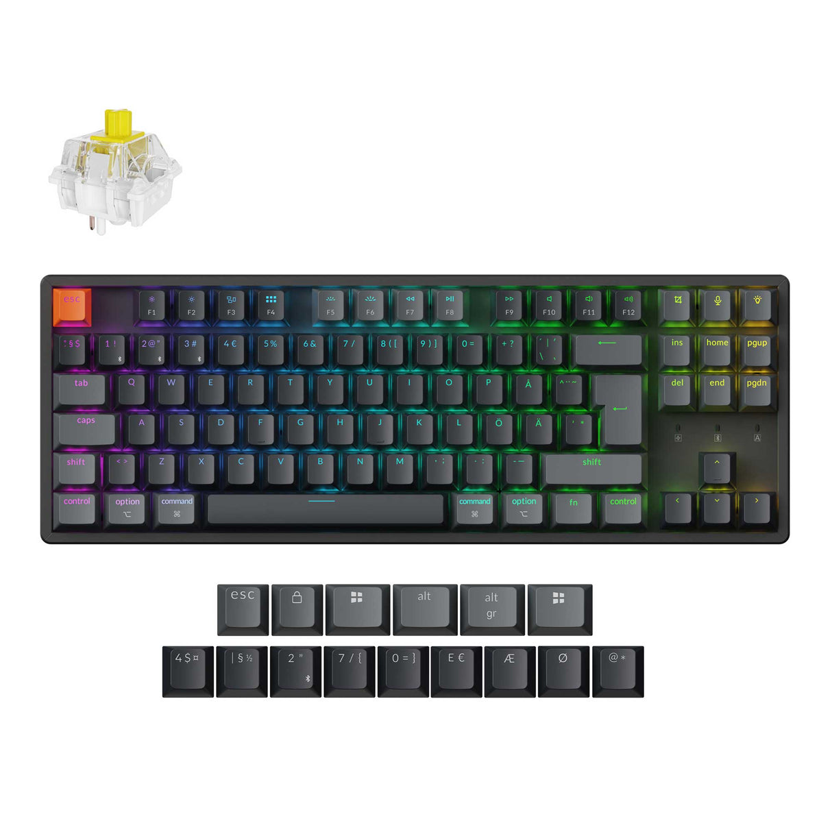 Keychron K8 QMK Wireless Mechanical Keyboard Version 2 Keychron Super Banana Switch Nordic Layout
