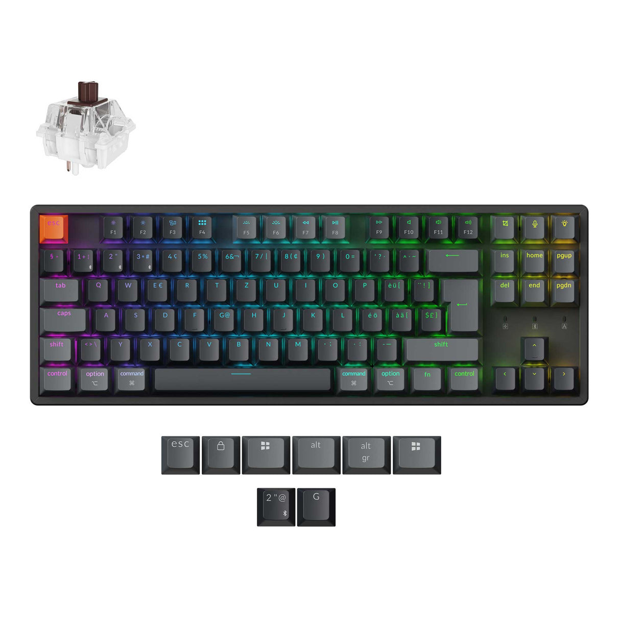 Keychron K8 QMK Wireless Mechanical Keyboard Version 2 Keychron Super Brown Switch Swiss Layout