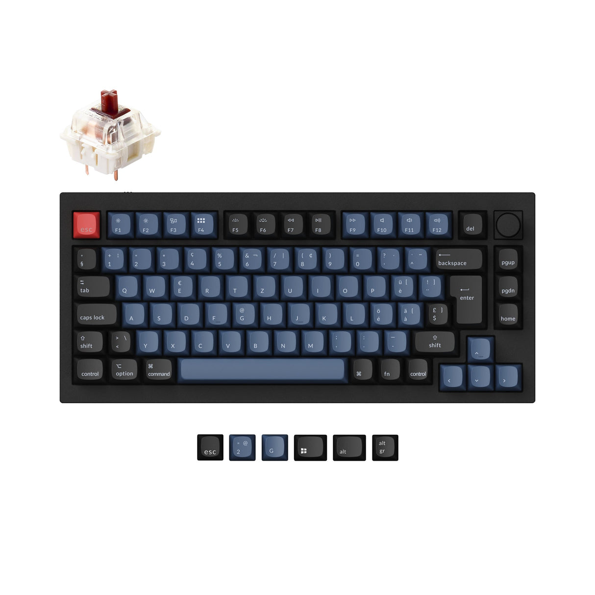 Keychron Q1 QMK VIA Custom Mechanical Keyboard 75 Percent For Mac Windows Swiss ISO Layout Gateron G Pro Brown Switch