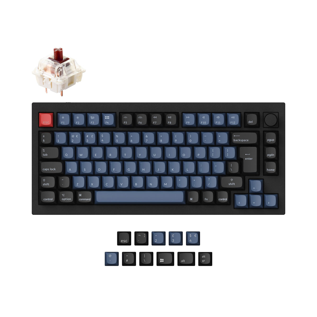 Keychron Q1 QMK VIA Custom Mechanical Keyboard 75 Percent For Mac Windows UK ISO Layout Gateron G Pro Brown Switch