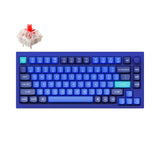 Keychron Q1 QMK VIA custom mechanical keyboard 75 percent layout full aluminum blue frame knob version for Mac Windows iOS RGB backlight with hot swappable Gateron G Pro switch red