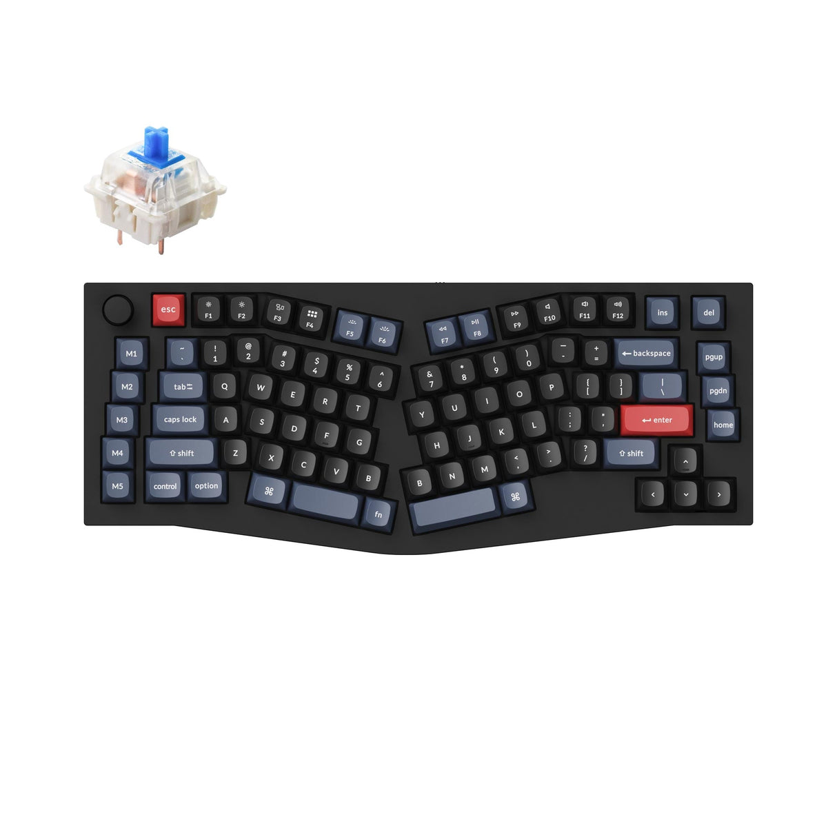 Keychron Q10 QMK/VIA custom mechanical keyboard 75% layout Alice layout knob version full aluminum black frame B for Mac Windows Linux Gateron G Pro switch blue