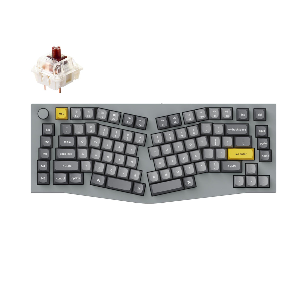 Keychron Q10 QMK/VIA custom mechanical keyboard 75% layout Alice layout knob version full aluminum grey frame for Mac Windows Linux Gateron G Pro switch brown