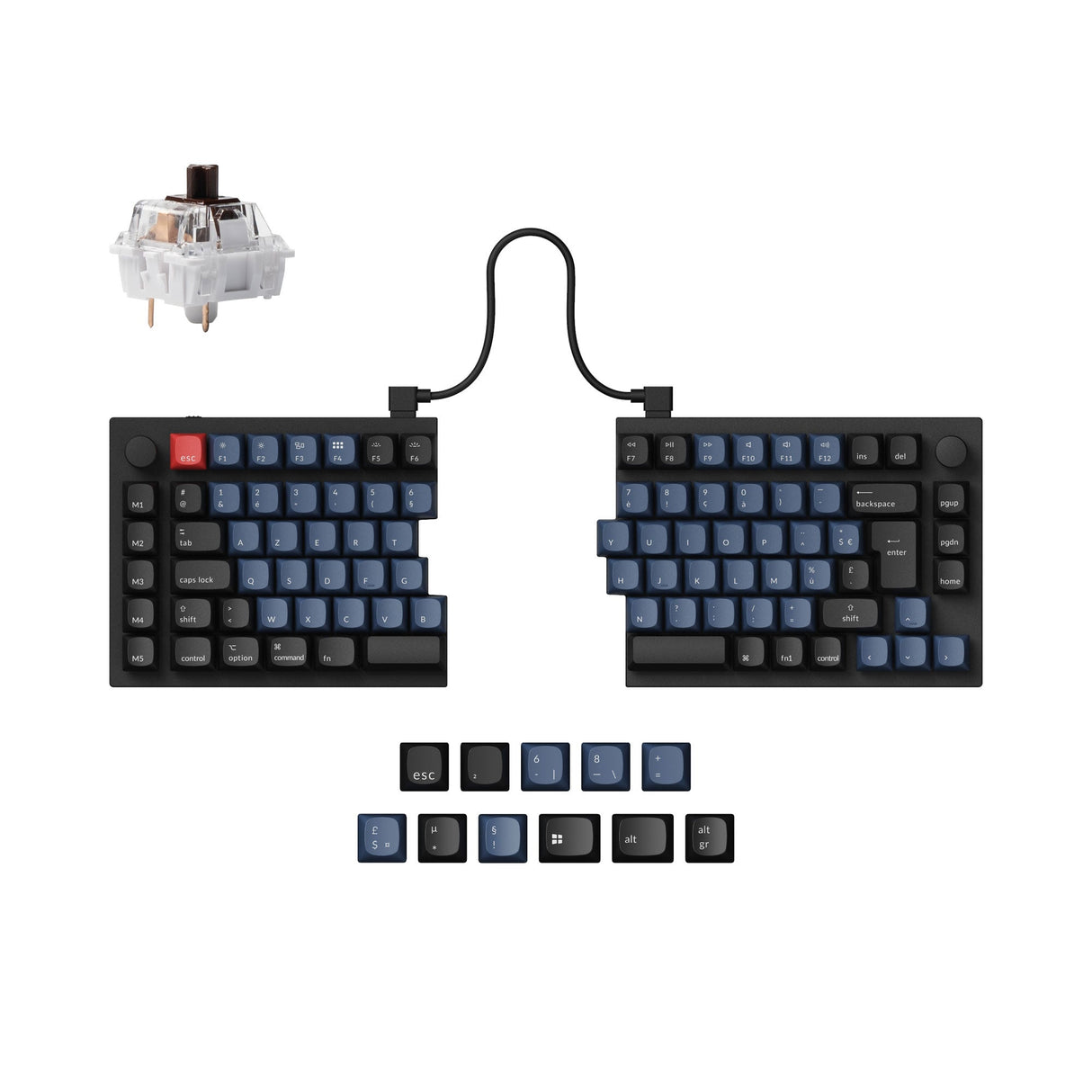 Keychron Q11 QMK/VIA 75% split custom mechanical keyboard full aluminum black frame for Mac Window Linux Keychron K Pro switch brown ISO French layout