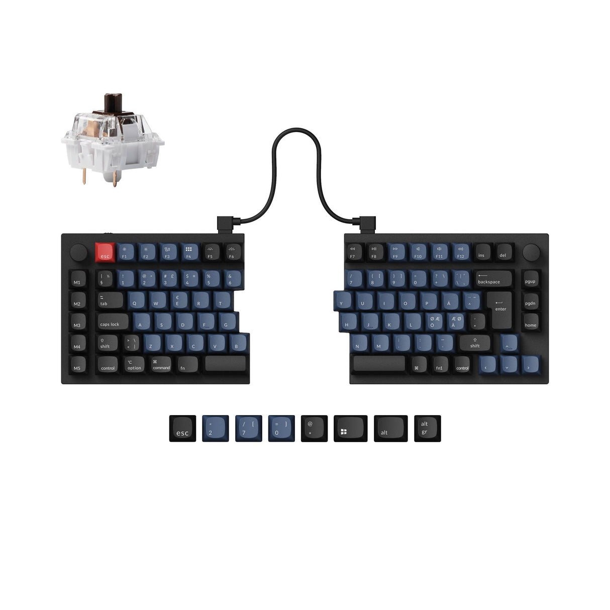 Keychron Q11 QMK/VIA 75% split custom mechanical keyboard full aluminum black frame for Mac Window Linux Keychron K Pro switch brown ISO Nordic layout