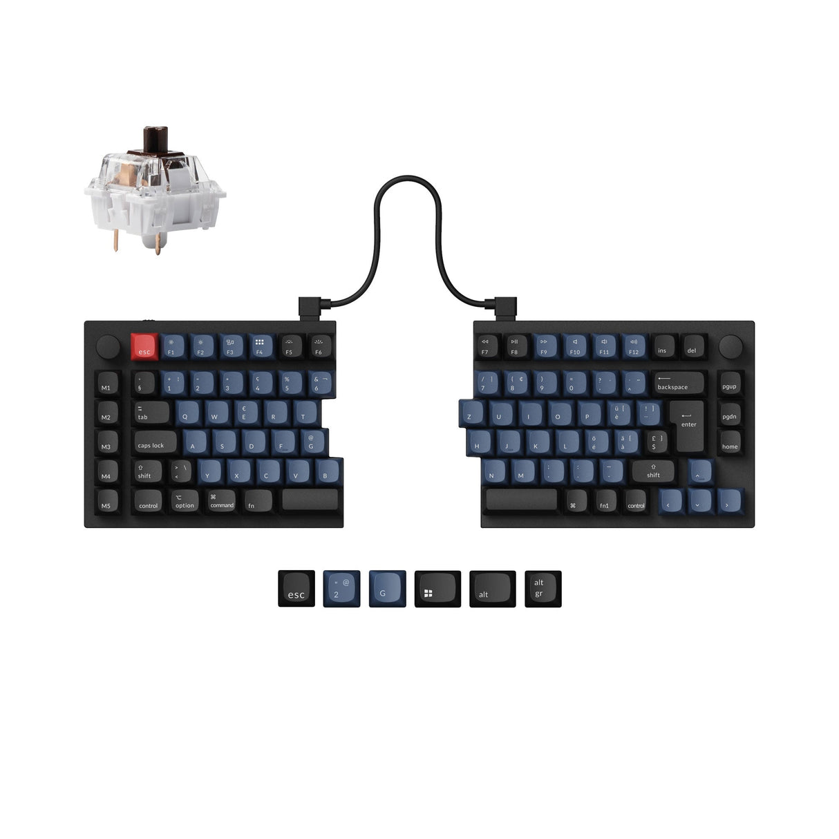 Keychron Q11 QMK/VIA 75% split custom mechanical keyboard full aluminum black frame for Mac Window Linux Keychron K Pro switch brown ISO Swiss layout