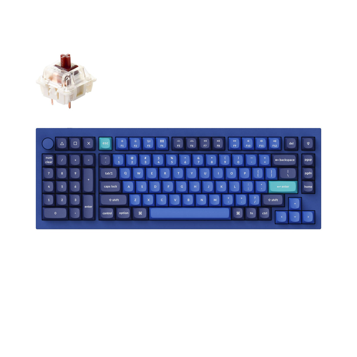 Keychron Q12 QMK VIA southpaw custom mechanical keyboard 96 percent full aluminum frame for Mac Window Linux fully assembled knob blue Gateron G pro switch brown