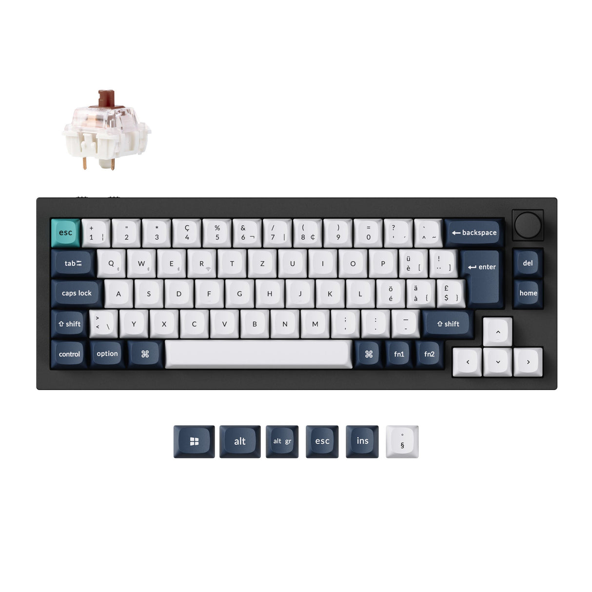 Keychron Q2 Max QMK/VIA wireless custom mechanical keyboard 65 percent layout full aluminum black for Mac Windows Linux Gateron Jupiter brown ISO Swiss layout