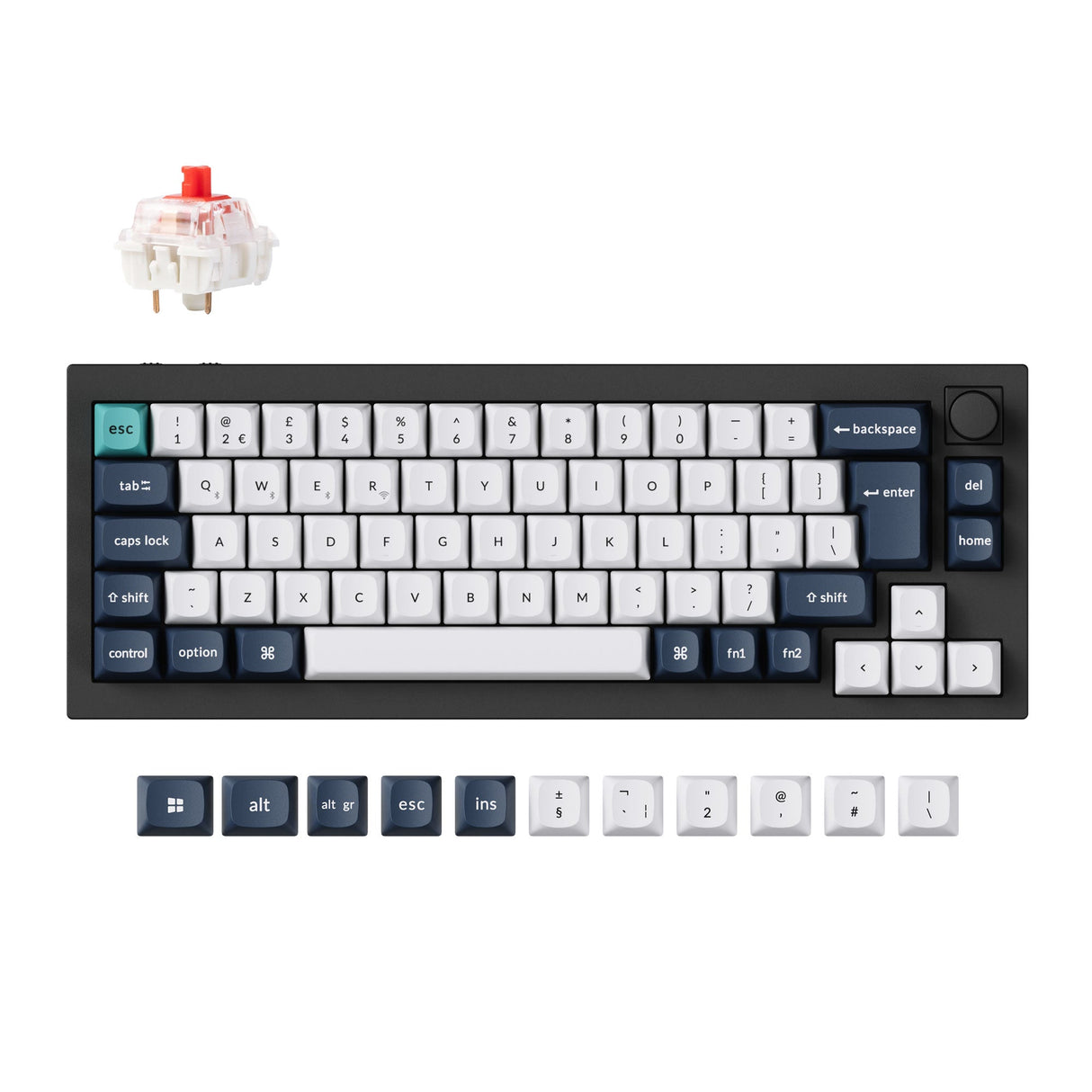 Keychron Q2 Max QMK/VIA wireless custom mechanical keyboard 65 percent layout full aluminum black for Mac Windows Linux Gateron Jupiter red ISO UK layout