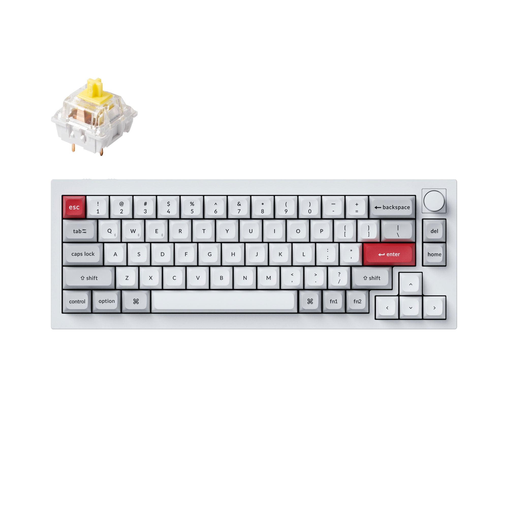 Keychron Q2 Pro ホワイト/レッド Keychron Q2 Pro QMK/VIA Wireless Custom Mechanical Keyboard