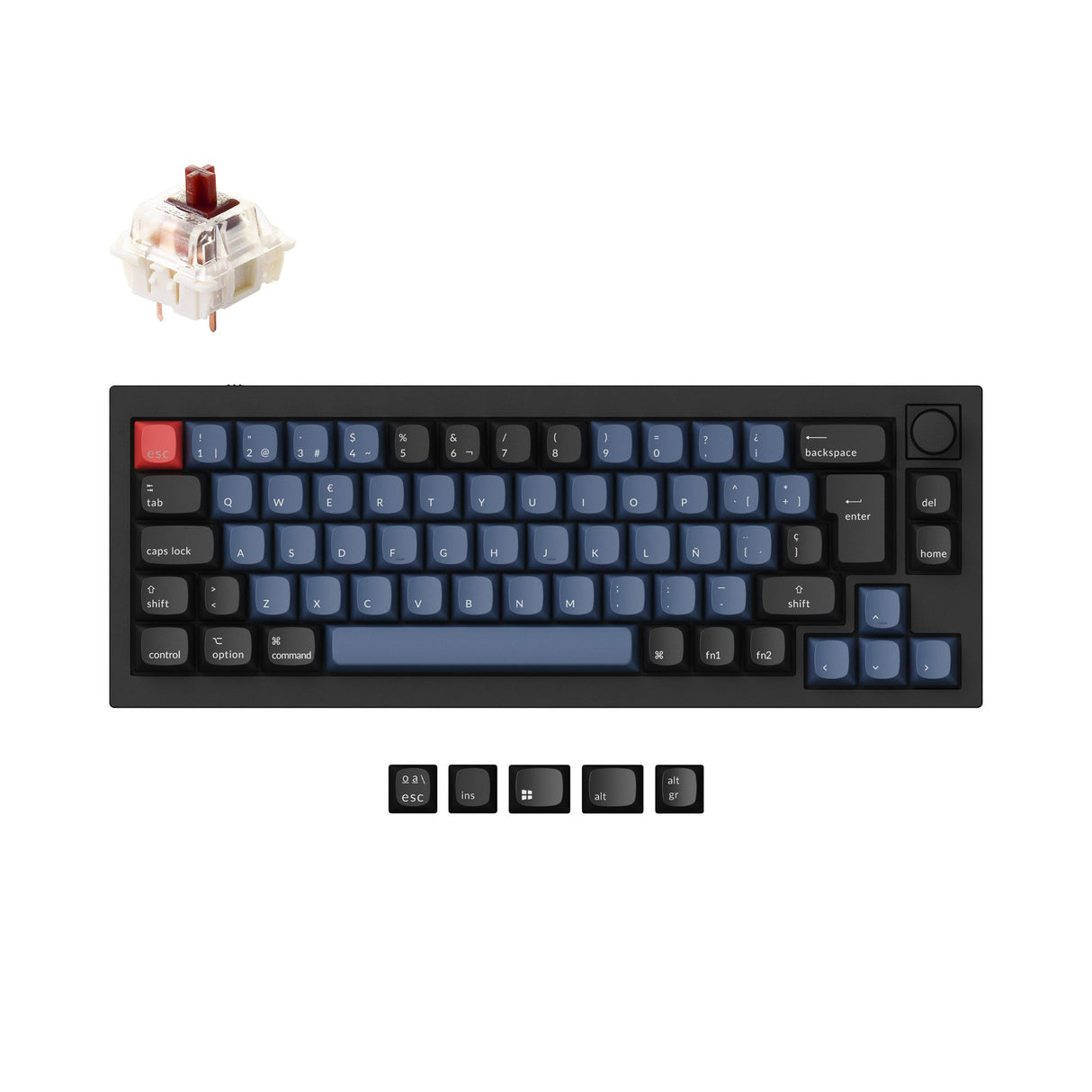 Keychron Q2 QMK VIA custom mechanical keyboard 65 percent layout full aluminum frame Mac Windows Spanish ES ISO layout hot swappable Gateron G Pro brown