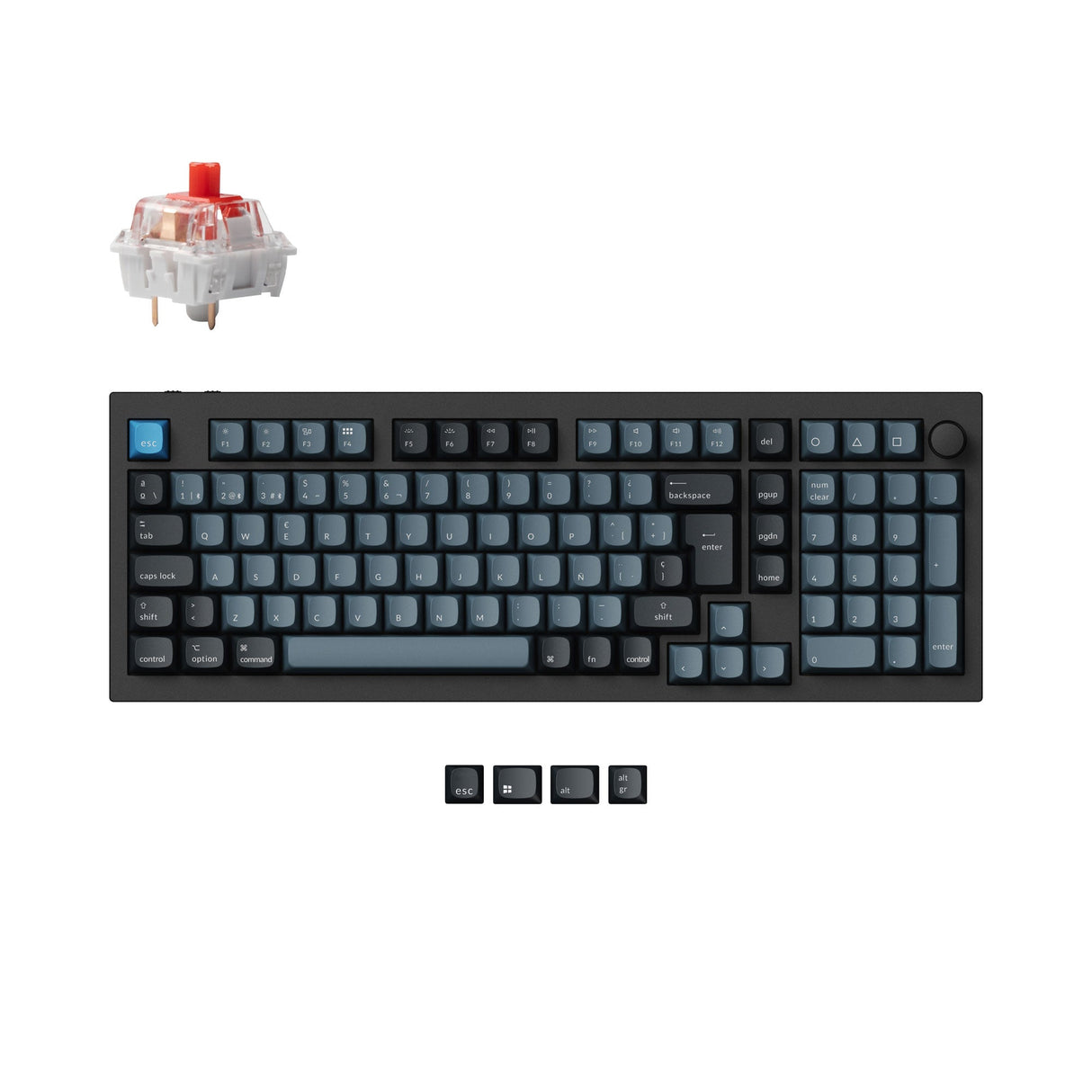 Keychron Q5 Pro QMK/VIA wireless custom mechanical keyboard 96 percent layout aluminum black for Mac Windows Linux RGB hot-swappable K Pro switch red ISO Spanish layout