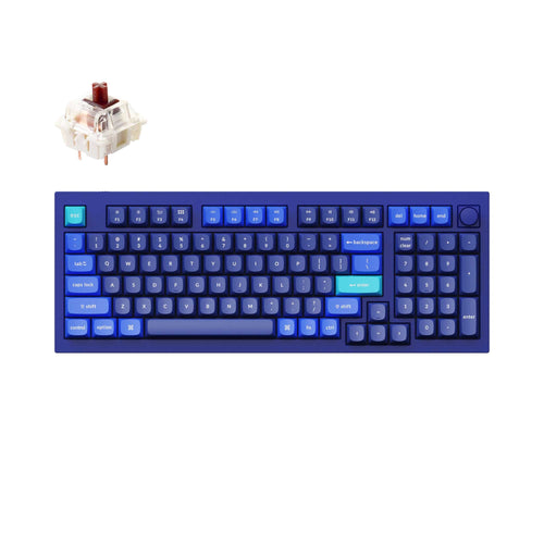 Keychron Q5 QMK VIA custom mechanical keyboard 1800 compact 96 percent layout full aluminum blue frame B knob for Mac Windows RGB backlight with hot swappable Gateron G Pro switch brown