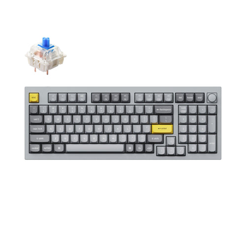 Keychron Q5 QMK VIA custom mechanical keyboard 1800 compact 96 percent layout full aluminum grey frame knob for Mac Windows RGB backlight with hot swappable Gateron G Pro switch blue