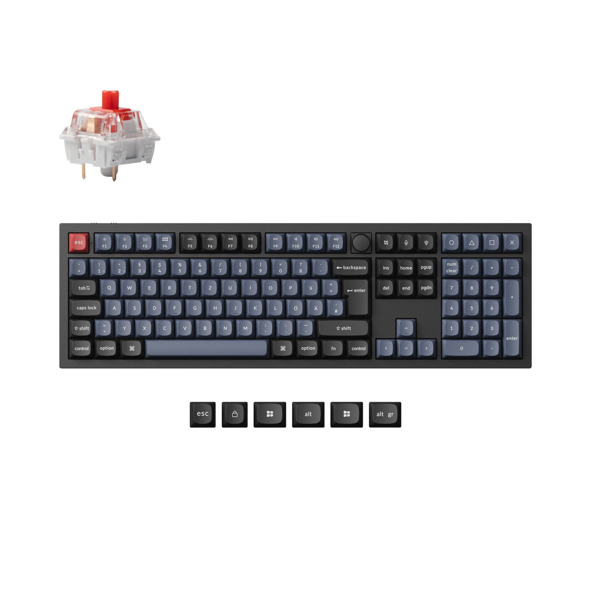 Keychron Q6 Pro QMK VIA custom mechanical keyboard 100 percent layout PBT Keycaps hot-swappable Keychron K Pro switch red ISO German layout