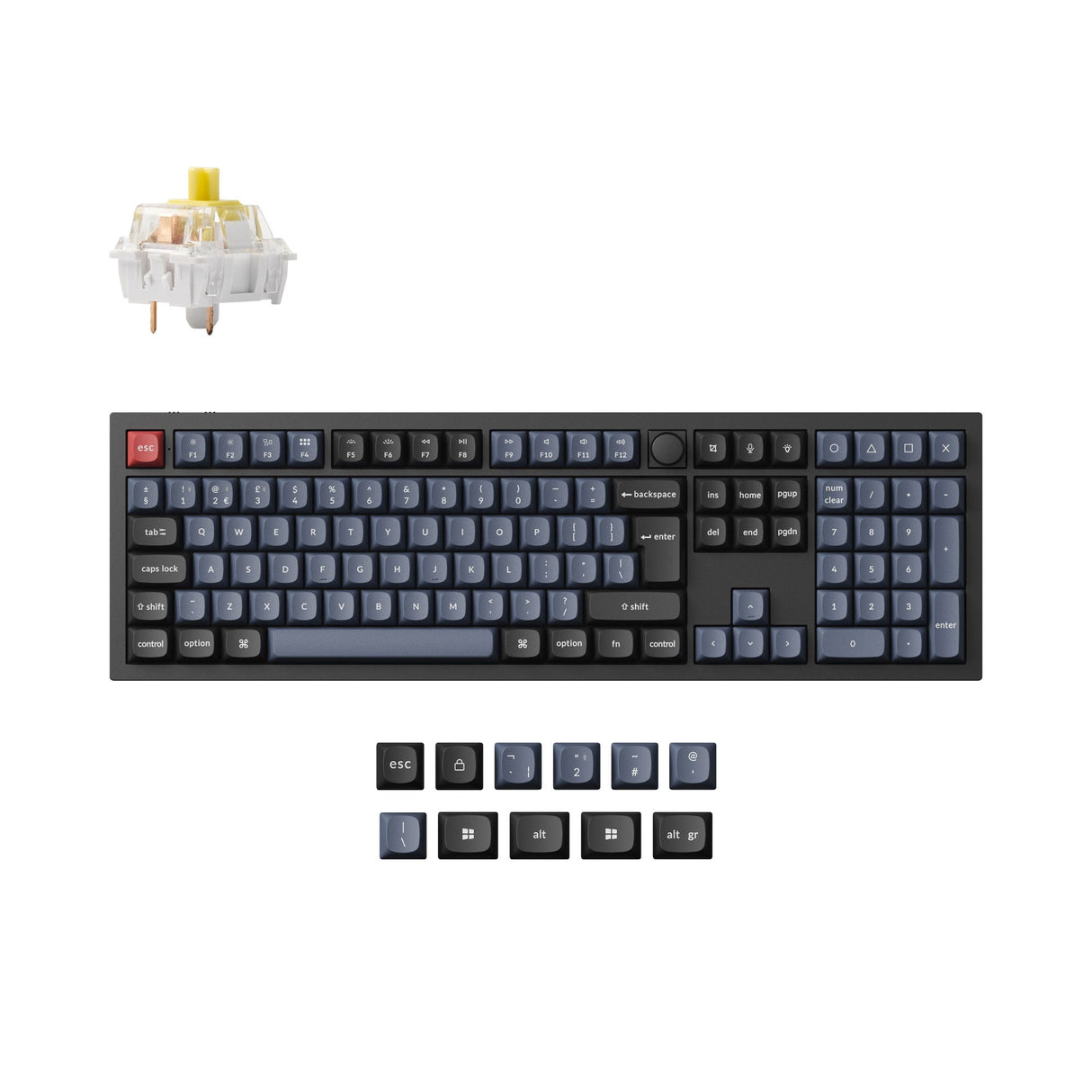 Keychron Q6 Pro QMK/VIA wireless custom mechanical keyboard full-size layout aluminum black for Mac Windows Linux RGB hot-swappable K Pro switch banana ISO  UK layout PBT