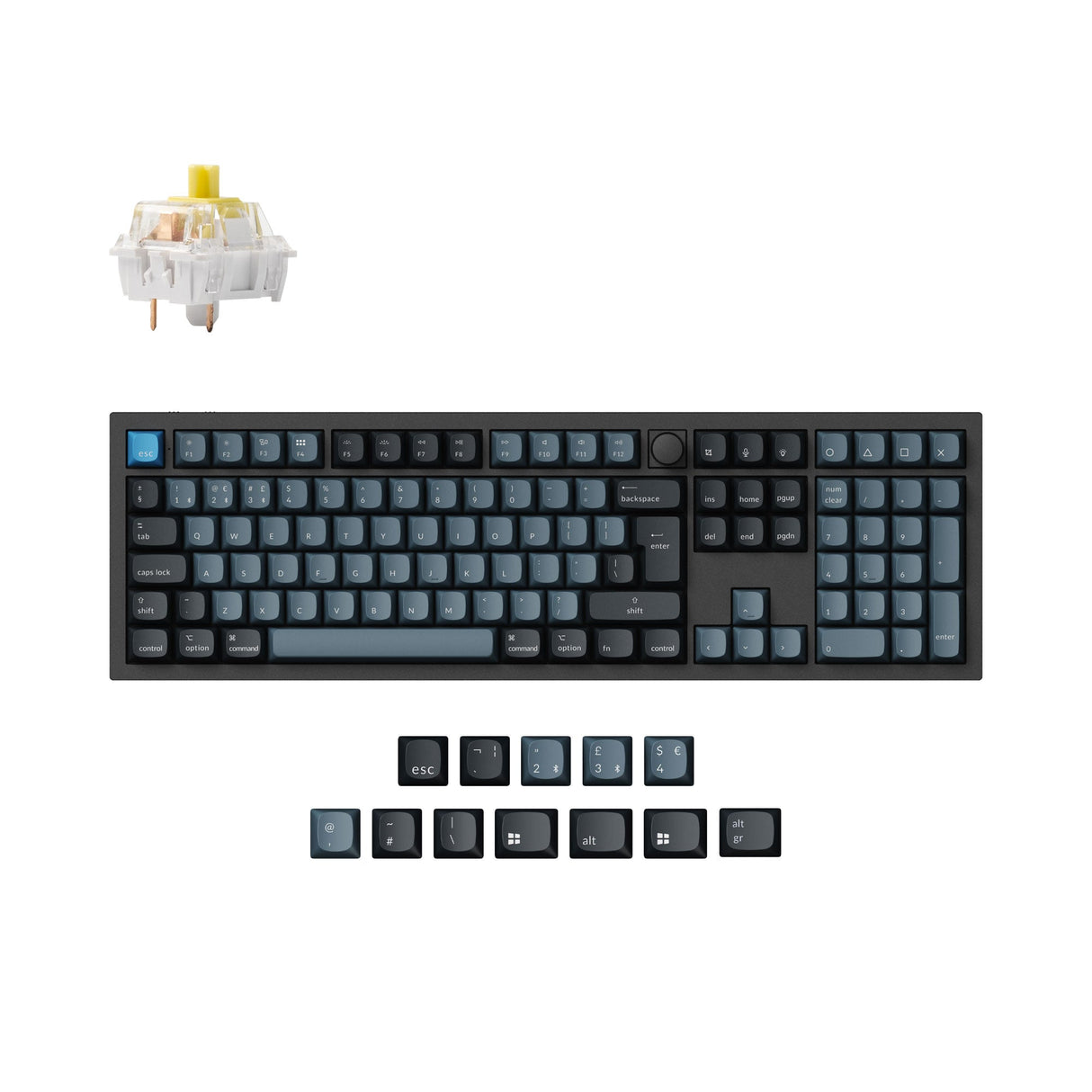 Keychron Q6 Pro QMK/VIA wireless custom mechanical keyboard full-size layout aluminum black for Mac Windows Linux RGB hot-swappable K Pro switch banana ISO UK layout