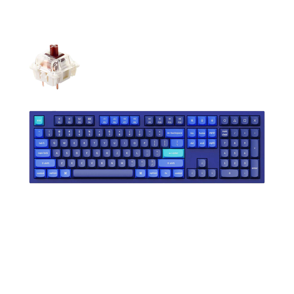 Keychron Q6 QMK VIA custom mechanical keyboard full size 100 percent layout full aluminum blue frame for Mac Windows RGB backlight with hot swappable Gateron G Pro switch brown