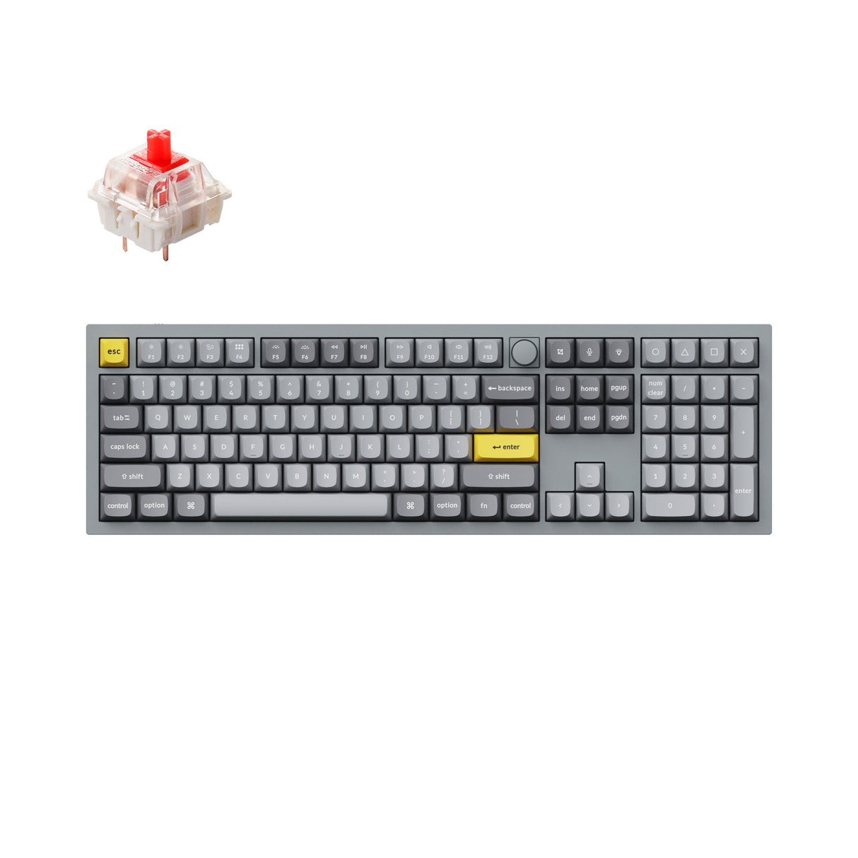 Keychron Q6 QMK VIA custom mechanical keyboard full size 100 percent layout full aluminum grey frame knob for Mac Windows RGB backlight with hot swappable Gateron G Pro switch red