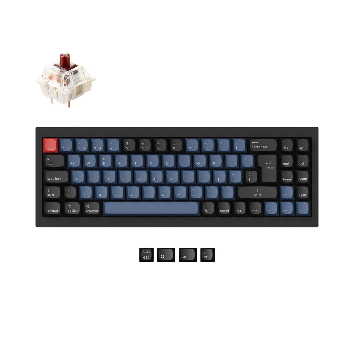 Keychron Q7 QMK VIA custom mechanical keyboard 70 percent layout full aluminum frame Mac Windows Spanish ES ISO layout Gateron G Pro switch brown